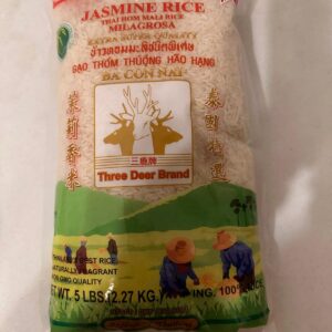 Three Deer Brand Jasmine Rice – 5 lbs (2.27 kg)