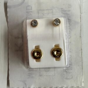 Classic Gold-Plated Stud Earrings with Clear Crystals