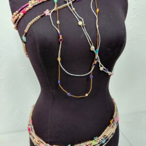 Butterfly Beaded Jewelry Set – Waist Beads & Layered Necklace 🦋🌈